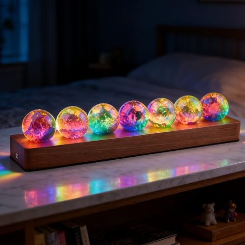 Veilleuse boule de cristal pour table de chevet avec lumières tamisées