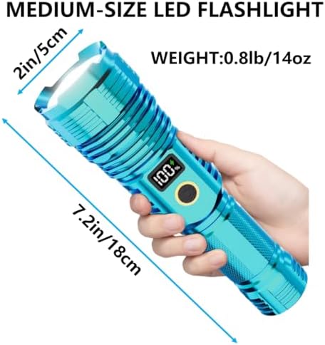 Flashlights High Lumens Rechargeable, LED Super Bright Flash Light Long Beam, Zoomable Linternas with LCD Digital Display, 5 Mode, Waterproof, Powerful Tactical Flashlight for Emergencies Camping Gift