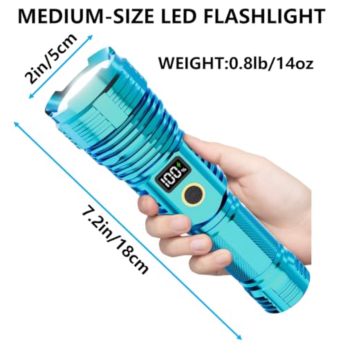 Flashlights High Lumens Rechargeable, LED Super Bright Flash Light Long Beam, Zoomable Linternas with LCD Digital Display, 5 Mode, Waterproof, Powerful Tactical Flashlight for Emergencies Camping Gift
