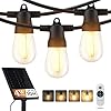 Brightech ambience pro super bright solar 48ft remote control outdoor string lights with 15 shatterproof s14 bulbs commercial grade led waterproof patio lights 4w soft white for patios gardens  urban country home decor