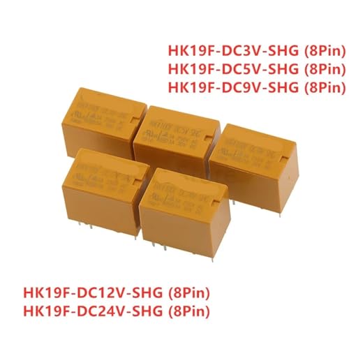 Relais HK19F DPDT 8 broches mini relais de puissance DC 3V 5V 12V