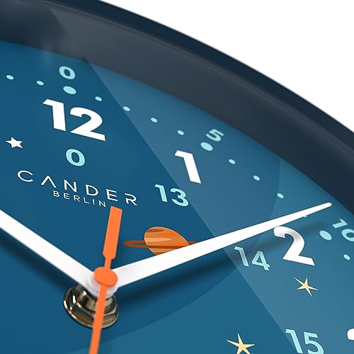 Cander Berlin MNU 1230 A Kinderwanduhr lautlos 30,5 cm Astronaut analog Lernuhr Jungen Mädchen Kinderzimmer ohne Tickgeräusche