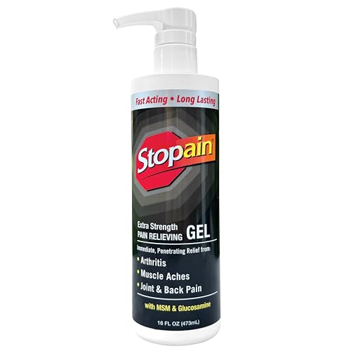 Stopain Pain Relief Gel 16oz USA Made Max Strength Fast Acting with Menthol MSM Glucosamine for Joint Pain Back Pain Arthritis Knee Neck Pain HSA FSA Approved OTC Topical Analgesic (1)