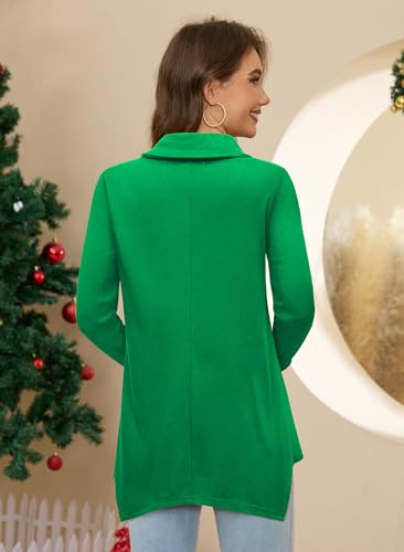 Image of Bulotus Womens Sweaters 2025 Winter Cowl Neck Long Asymmetrical Tunic Sweaters for Leggings Holiday Vacation Tops