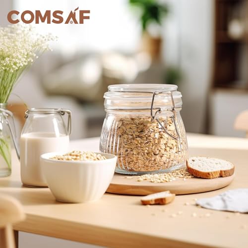 image for ComSaf Airtight Glass jar with lid 17oz, Glass Storage Containers with