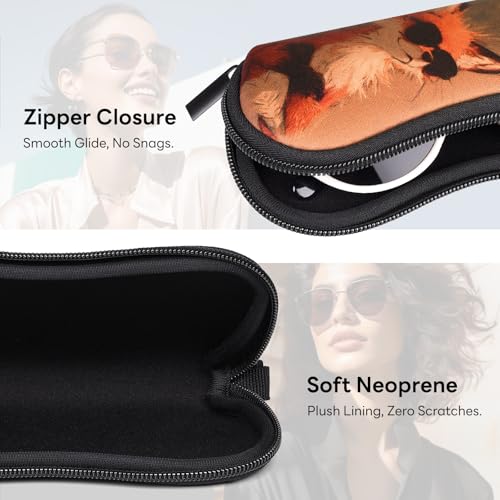 Image of Sunglasses Case with Belt Clip, Ultra Light Neoprene Zipper Soft Padded Glasses Case for Women Men