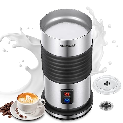 HOUSNAT Espumador de Leche Eléctrico, Espumador de Leche Eléctrico 4 en 1, 400W, 200ML, Espuma Fría y Caliente para Café & Capuchino,Revestimiento Antiadherente Silencioso