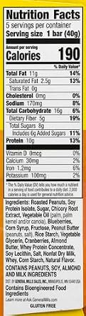 Nature Valley Protein Granola Bars, Blueberry Nut, Chewy Snack Bars, 5 Bars, 7.1 OZ