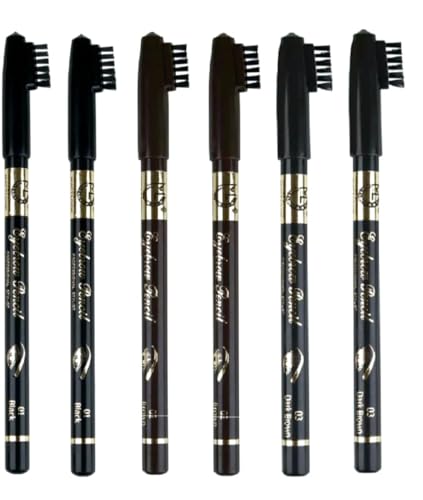Image of Eyebrow Pencil for Shaping & Filling Brows, combo of 2black and 2brown (BLACK, BLACK, 6)
