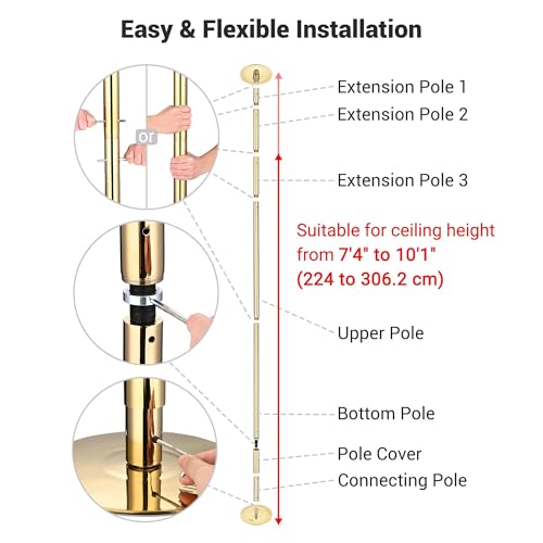 AW 10 FT Spinning Static Dancing Pole Kit w/Extensions Fitness Dance Exercise Gold