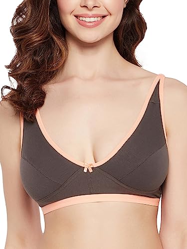 Image of Clovia Women's Cotton Spandex Solid Non-Padded Demi Cup Wire Free Everyday Bra - Black