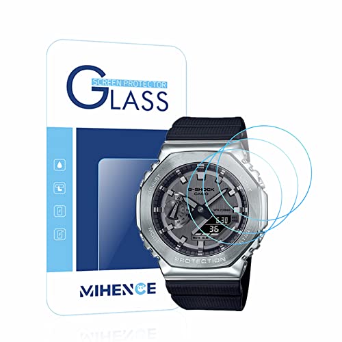(3 Stück) Mihence Kompatibel für Casio GM-2100 Schutzfolie, 9H Anti-Kratzer Premium Echtes gehärtetes Glas Displayschutzfolie für G-SHOCK GM-2100 Smartwatch Cover