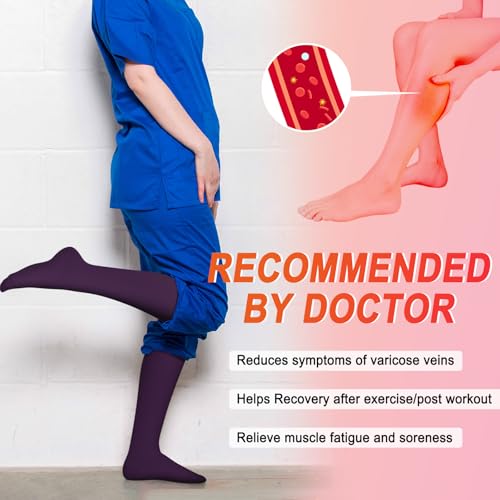 Image of Iseasoo 4 Pairs Compression Socks for Women Circulation-Best Support for Nurses,Running,Athletic,Travel