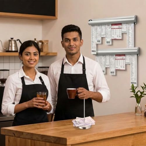 Image of 2 Pack Ticket Holders Receipt Holder for Restaurant, with Receipt Ticket Clip pins, No Drill Restaurant Order Ticket Holders for Kitchen Office Walls Refrigerator Home Pubs Bars Cafes16 Inch