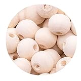 MJIYA Natural Wooden Beads, Round Beads Loose Beads Rustic Country Beads Suitable for DIY Jewelry...