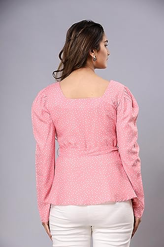 Image of Fab Star Casual Printed Women Pink Top