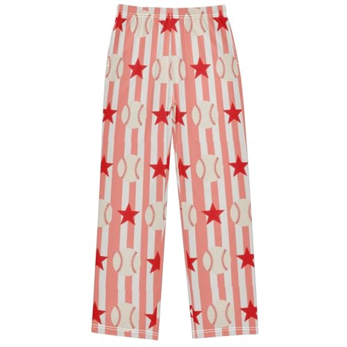 Boy's Pants Baseball Coral Jogger Pants Elastic Waist Long Bottoms Trousers with Pockets 6-14 Years