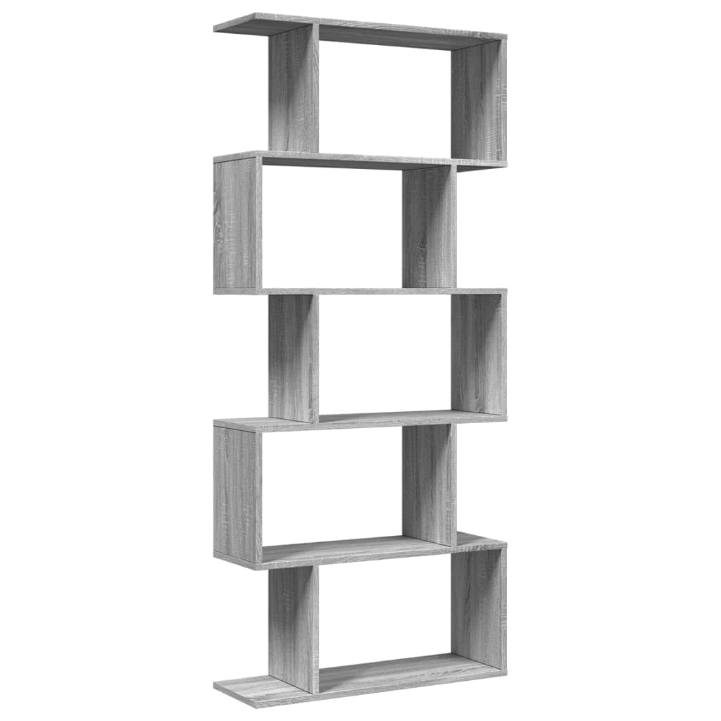 Scaffalatura divisoria a 5 ripiani, grigio Sonoma, 70 x 24 x 161 cm, con molto spazio, flessibile come divisorio, adatta per soggiorno, ufficio, cameretta dei bambini e corridoio, robusto