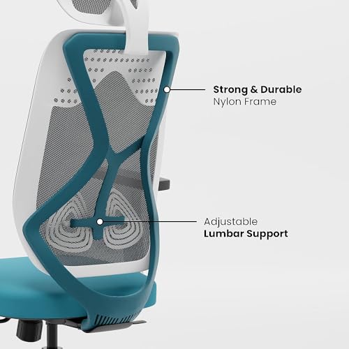 Image of SmileSellers Hector Multi-Purpose Gaming Chair,High Back Mesh Ergonomic Office Chair, Desk Chair with 2D Adjustable Armrests, Smart Synchro Multi-Tilt Lock Mechanism | No Seat Slider (Teal-White)