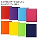 EOOUT 32pcs Plastic Folders with Pockets, Heavy Duty Folders with 4 Pockets for Office and School, Letter Size, 8 Assorted Colors