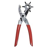 TOFL Rotary Leather Hole Punch - Heavy Duty Hole Puncher for Belts, Straps, Dog Collars, Shoes, Crafting - Non-Slip Rubber Handles, Safety Lock - Punching & Piercing Tool with 6-Hole Rotating Head