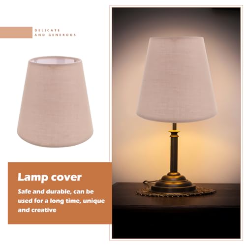 Image of Hemobllo Modern Fabric Lamp Shade for Table Lamps & Pendant Light, Natural Linen Lampshade Replacement with E14 Base, Small Khaki Cloth Light Cover for Bedroom Aesthetic,5.5 inch