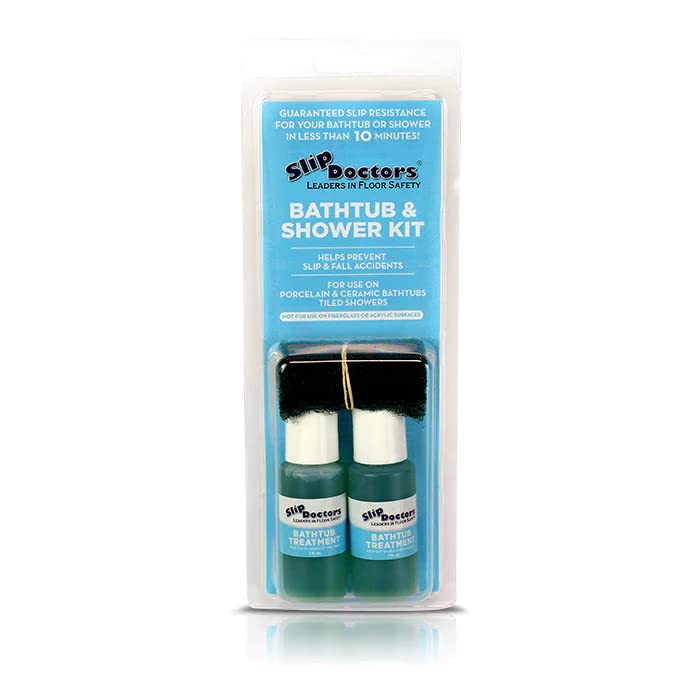 SlipDoctors Bathtub & Shower Kit | Non-Slip Treatment for Ceramic or Porcelain Tubs & Tiled Showers. Works Immediately to Increase Traction!