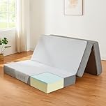 NOFFA Folding Mattress Double,Tri-fold Double Size Mattress with Two layer Memory Foam,Foldable Floor Mattresses 4FT6 Futon Mattress for Camping,Travel,Bed,with Removable Cover(135x190x15cm) 4FT6