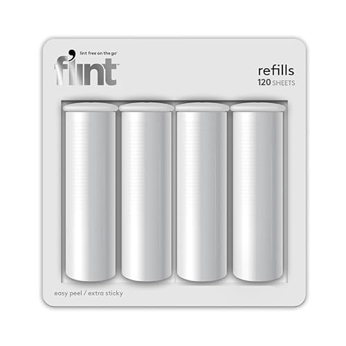 Flint Original Lint Roller Refill Extra Sticky Compatible with Flint Retractable Lint Roller Lint Rollers for Pet Hair Extra Sticky Refill - Pack of 4