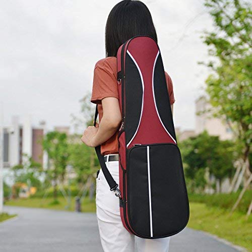 Fino 4/4 Full Size Violin Case Professional Oblong Violin Hard Case With Built-In Hygrometer,Super Lightweight Portable Carrying Bag Slip-On Cover With Backpack Straps (Red) #TOP7