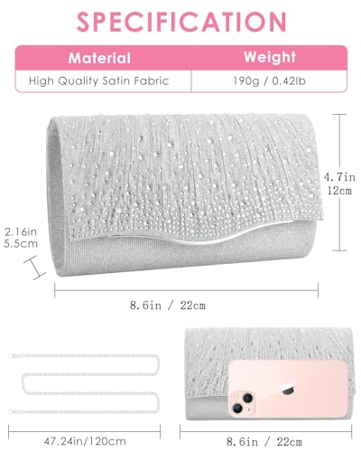 Image of TINDTOP Clutch Purses for Women, Formal Evening Bags Suede Shoulder Envelope Party Handbags Wedding Cocktail Prom Clutches