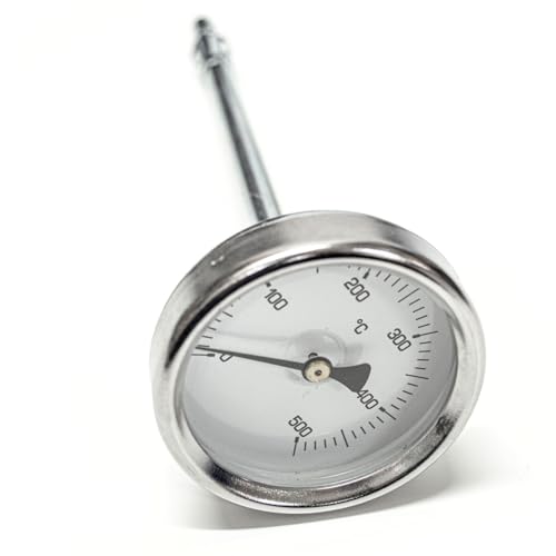 JPshop - Termómetro para horno de leña y barbacoa, temperatura 0-500° con sonda rígida de 20 cm