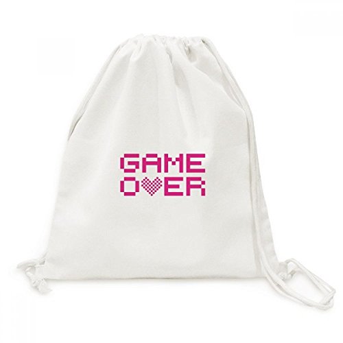 Sac à cordon en toile Rose Game Over Pixel pour voyage et loisirs
