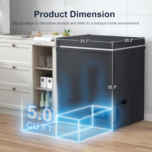 Image of 5.0 Cu Ft Chest Freezer - Compact Deep Freezer with 7-Level Thermostat, Removable Basket & Top Opening, for Home Kitchen(Black,5.0)