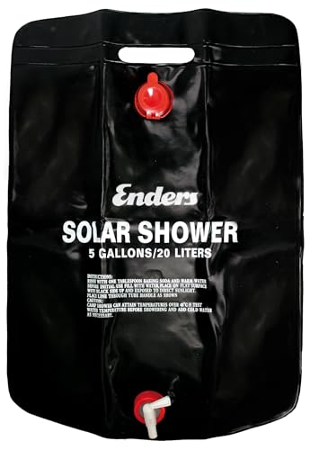 Enders® Solardusche 20 Liter, Außendusche, Campingdusche, Gartendusche, Reisedusche, mit Handbrause, mobil, Outdoor, inkl. 2 Meter Aufhängeriemen, #7497, Schwarz
