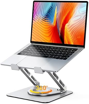 Glangeh Soporte Portatil Mesa 360° Giratorio - Laptop Stand de Doble Varilla Reforzada y Elevador Portátil Ajustable, Diseño Estable para Gaming/Oficina, Compatible con MacBook y Portátiles 10"-16"
