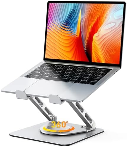 Glangeh 360° Drehbarer Laptop Ständer Höhenverstellbar mit Zweifachstütze | Ergonomisch Robuster Laptop Halterung Schreibtisch, Verstellbarer Notebook Stander kompatibel mit MacBoo