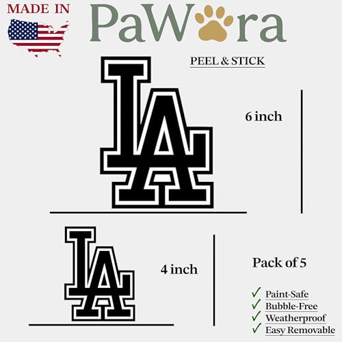 Image of Los Angeles Sticker - Vinyl Decal Bumper Stickers for Cars, Trucks, Water Bottles, Laptops, Windows, and Toolboxes - Pack of 5 LA Stickers - Waterproof and Durable Vinyl for Indoor and Outdoor Use