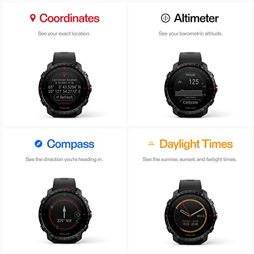 Polar Grit X Pro - Smartwatch Multiesportivo com GPS-Durabilidade Militar, Vidro de Safira, Frequênc