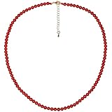 Lightock Simple Choker Necklace for Women Real Stone Crystals Necklaces 4mm Beaded Choker Jewelry Meditation Gifts for Women (Red Agate)
