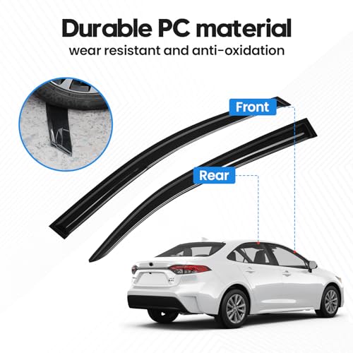 Image of Corolla Rain Guards - Window Visors for Toyota Corolla Sedan 2019-2025 2026, Out-Channel Side Window Rain Guards for Corolla Accessories, 4PCS, Black, Car Accessories
