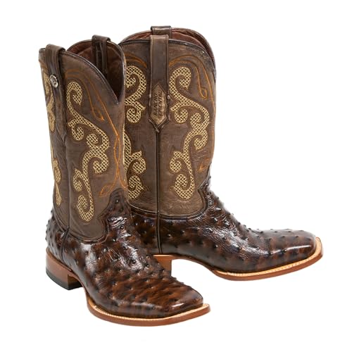 Men's Cowboy Boots Ostrich Print Brown/Brown Top