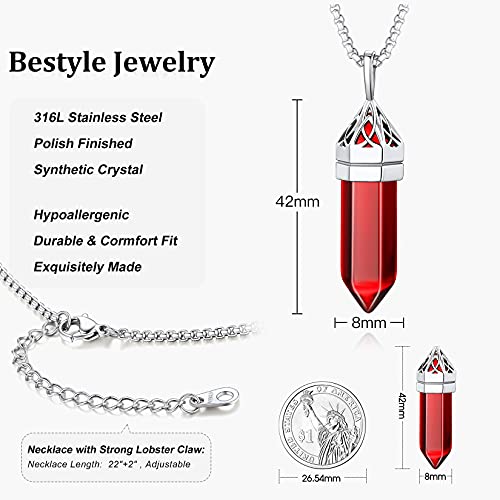 Bestyle Healing Crystal Pendant Celtic Knot Neckclace-Hexagonal Synthetic Birthstone for 12 Months, Celtic Love Statement Gemstone Jewelry4