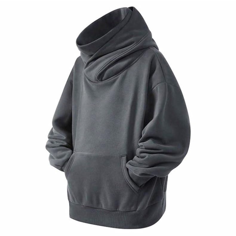crazynekos Hoodies for Men Cowl Neck Sweatshirts Casual Long