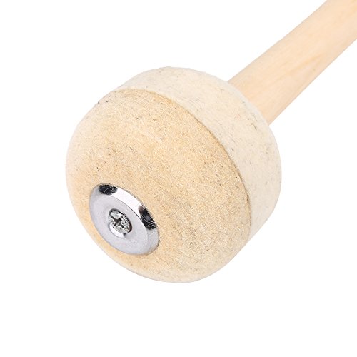 Vgeby1 Drum Mallet, Durability Hard Bass Drum Mallet Stick With Wool Soft Felt Large Head Wooden Handle Mallet Percussion Marching Band Accessory #TOP6