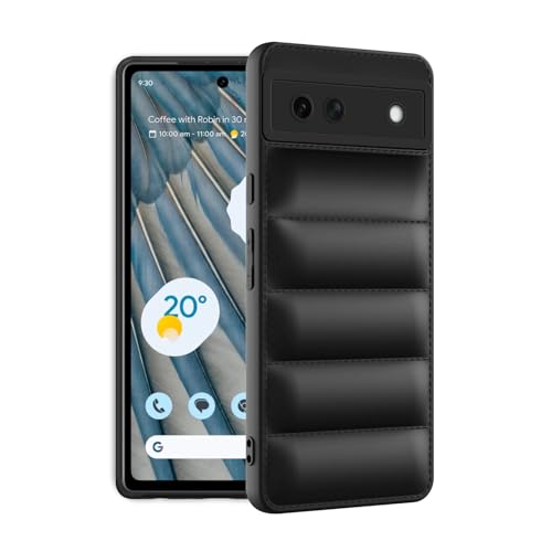 Image of Amazon Brand - Solimo Puffer Case Camera Protection Soft Back Cover for Google Pixel 7A - Black