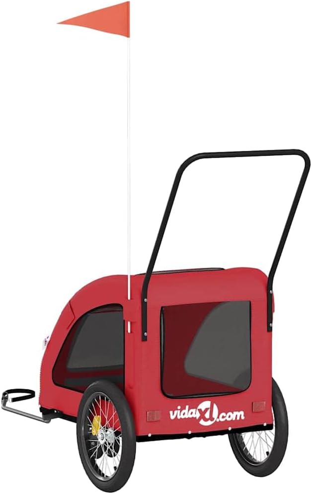 Pet Bike Trailer for Small Dogs, Foldable Bicycle Dog Stroller with Durable Oxford Fabric, Weather-Resistant Pet Cart for Outdoor Cycling Adventures, 99 lbs Capacity, Red