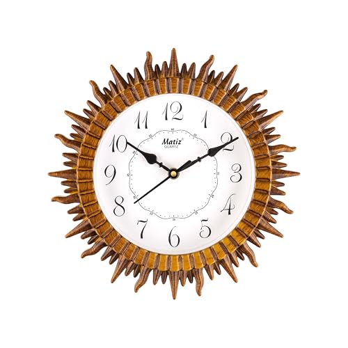 Image of Matiz Analog 30 cm X 30 cm Wall Clock | Brown | with Glass | Standard| 05 Brown
