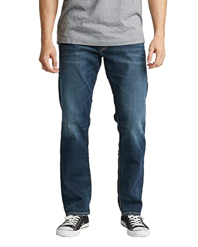 Silver Jeans Co. Men's Eddie Relaxed Fit Tapered Leg Jeans, Rinse Wash, 38W X 32L #TOP19