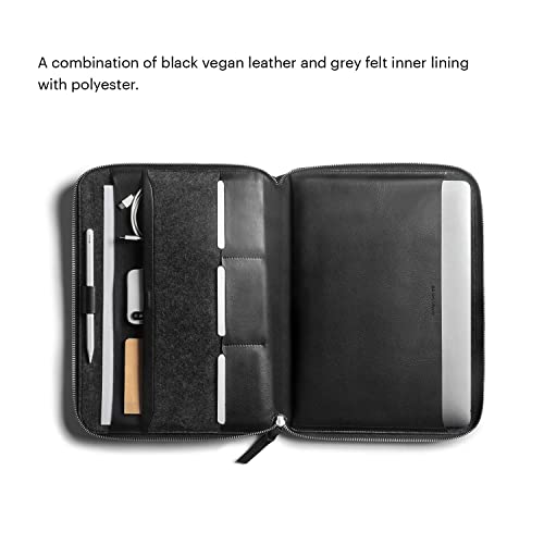 Image of DailyObjects Urbane Tech Folio - Black, Gadget Organiser Tech Kit for Laptops and Office Accessories|Vegan Faux Leather|Lightweight and Soft|Sensitive Material with YKK Zipper